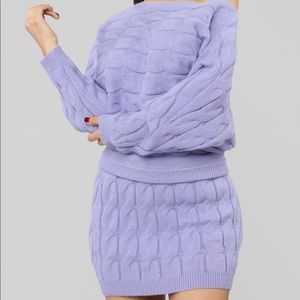 Purple Knit Skirt Set